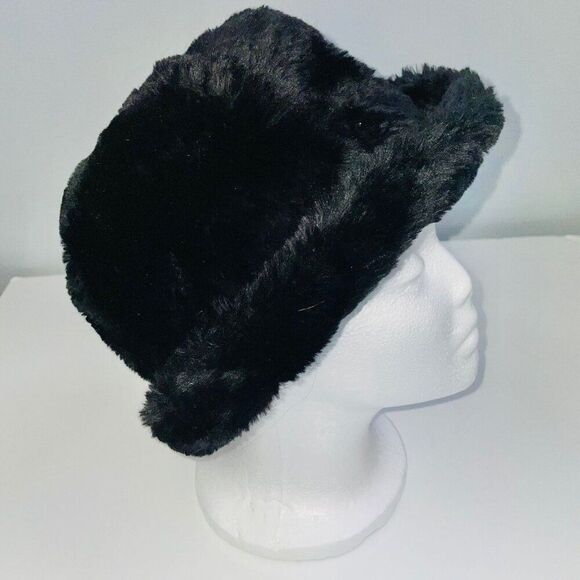 Vintage Womens Bucket Cloche Black Hat Faux Fur Mod main image 6
